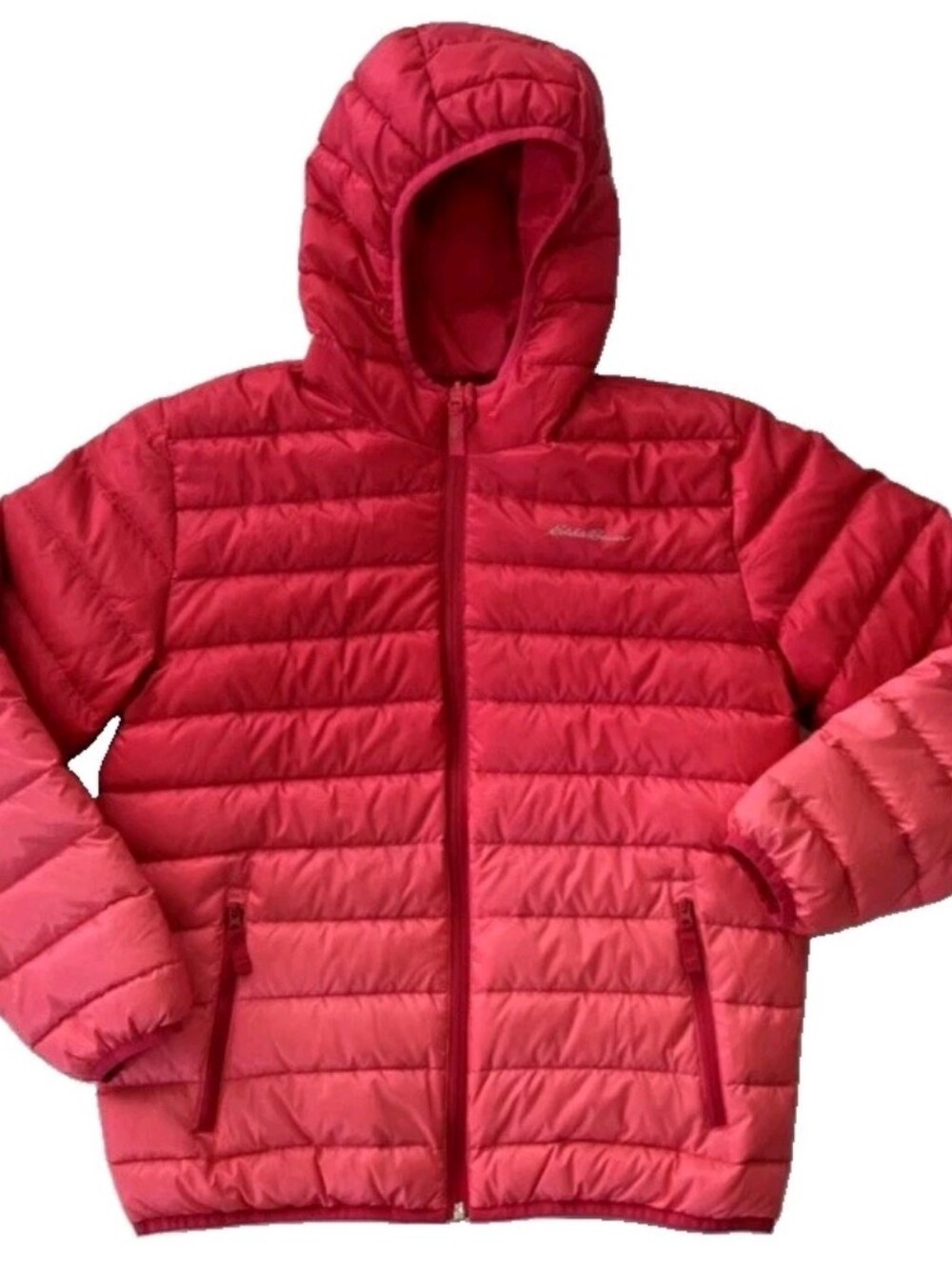 Eddie Bauer Reversible Down Quilted Puffer Jacket Ombre Pink Hooded Activewear